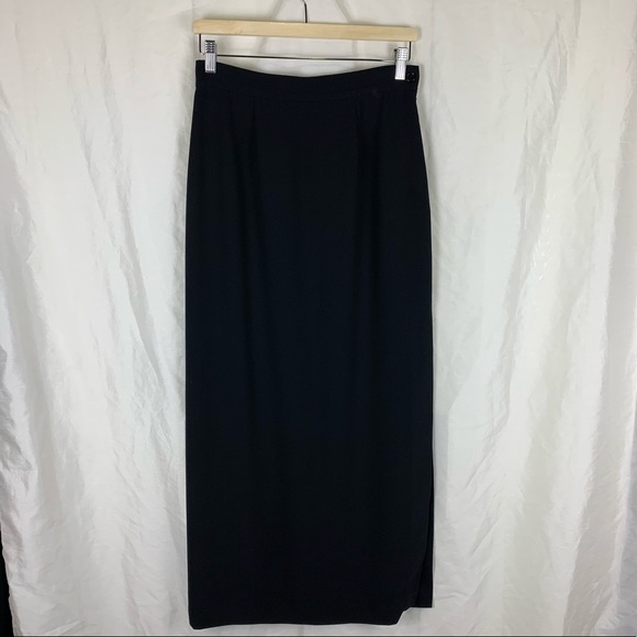 Vintage Holt Renfrew Maxi Length Pencil Skirt with Leg Slit in Black - Picture 1 of 6
